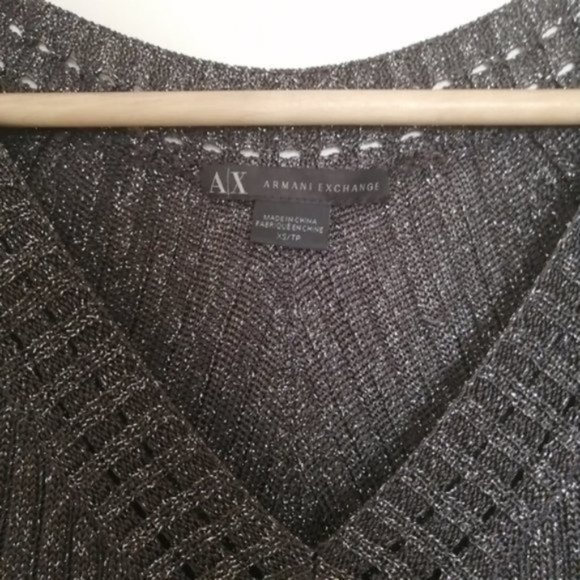 Armani Exchange Gray V-Neck Short Sleeve Top - Picture 3 of 5